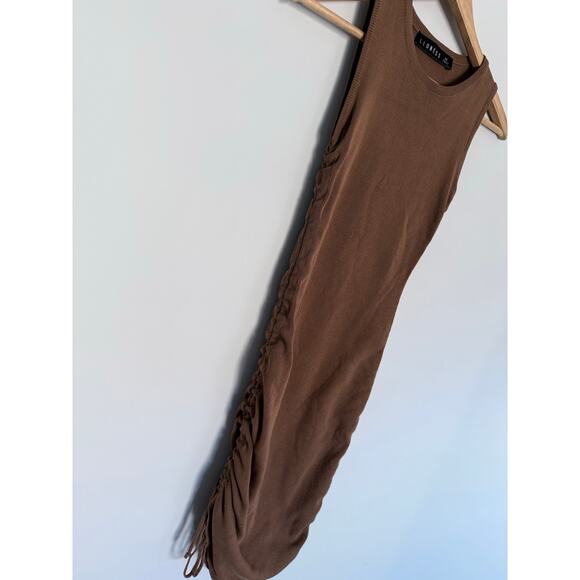 LIONESS revolve camel brown ruched Military Minds thick stretch mini dress - Picture 6 of 10